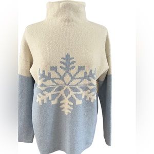 Christian Siriano Blue & Ivory Snowflake Sweater Size M